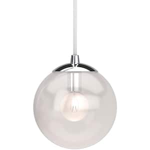 Lawrence 1-Light Chrome Indoor Mini Hanging Pendant with Clear Glass Round Sphere Globe Orb Shade