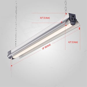 2 ft. 175-Watt Equivalent Integrated LED Silver Shop Light 4000K, Linkable (4-Pack)