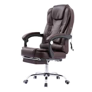 Brown Faux Leather Reclining Executive Chairs with 2 Vibration Massage Modes