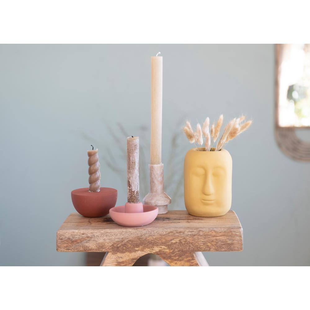 Beige Marble Taper Candle Holder, 4.5"