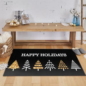 Holiday Trees Black 2 ft. x 3 ft. 4 in. Holiday Area Rug