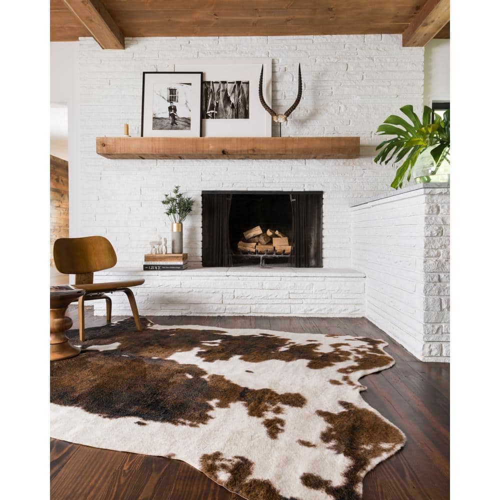 Grand Canyon Faux Cowhide Beige and Brown Area Rug