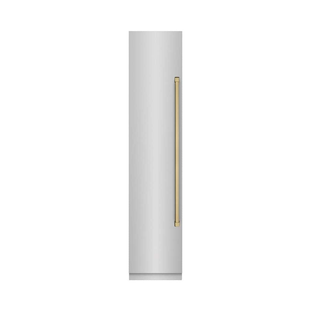 18 in. 8.6 cu. ft. Left Hinge Stainless Steel Upright Column Freezer in Graphite Gray and Champagne Bronze Accents