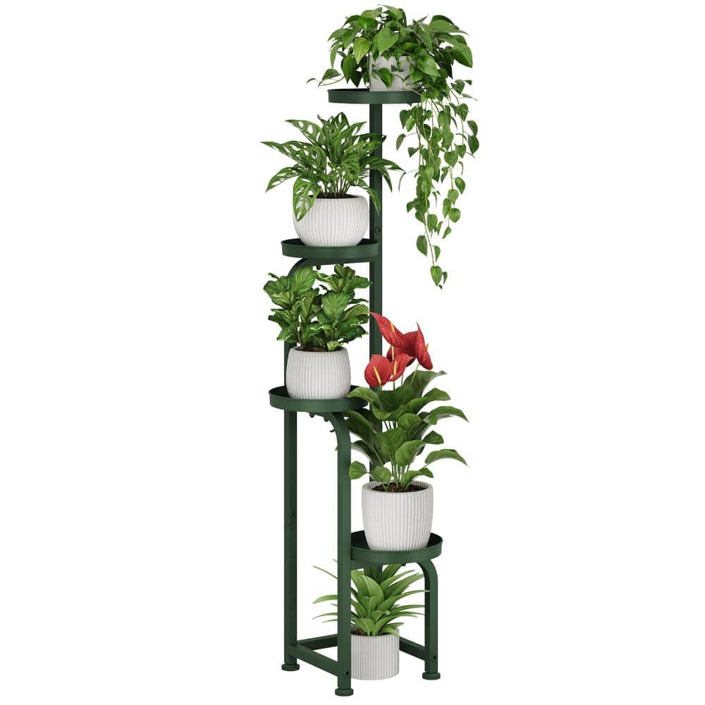 46 in Tall 4 Tier Corner Plant Stand, Metal Indoor Outdoor Plant
