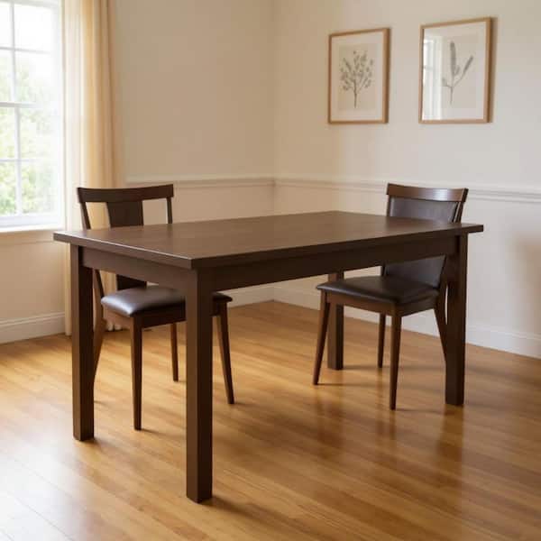 Coffee Wood 60.00 in. 4 Leg Base Dining Table Seats 6