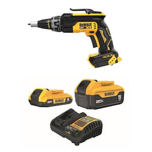 XR 20V MAX Lithium-Ion Cordless Brushless Screw Gun with 20V MAX 5.0 Ah and 2.0 Ah Battery Packs and Charger