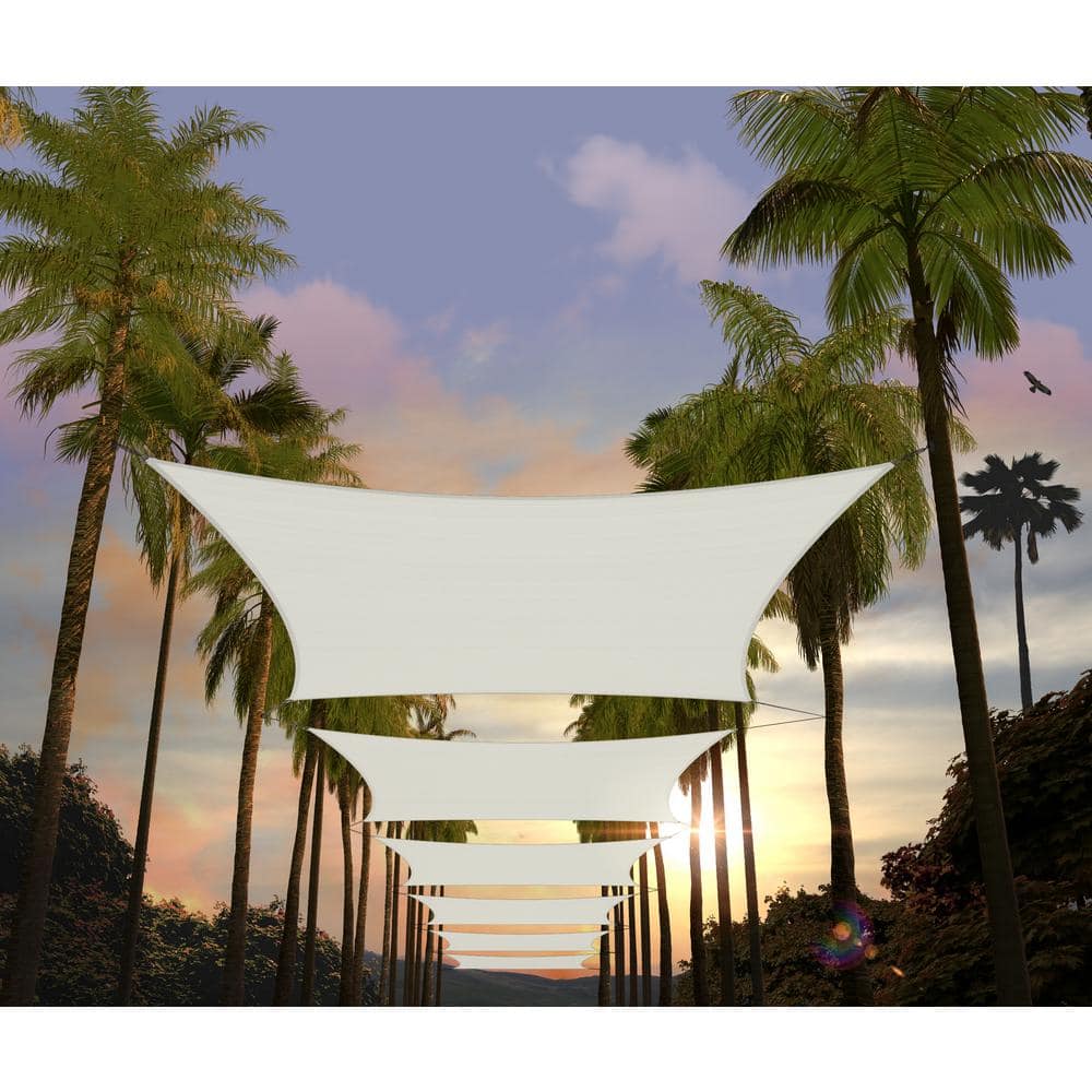 8' x 12' White HDPE Rectangle Sun Shade Sail Canopy