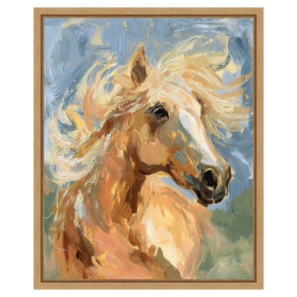 Amanti Art Palomino in the Wind I by Victoria Barnes 16 in. W x 20 in. H. Canvas Wall Art Print Framed in Brown