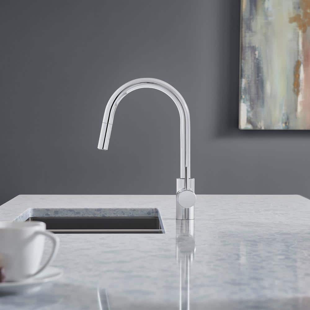 Chrome Modern Pull-Down Single Handle Kitchen Faucet