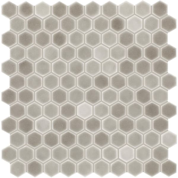 Uptown Glass Frost Moka 11 in. x 12 in. Matte Glass Hexagon Mosaic Floor and Wall Tile (16.92 sq. ft./case)