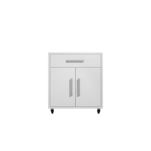 Manhattan Comfort Eiffel 28.35 in. W x 34.41 in. H x 17.72 in. D 2-Shelf Mobile Freestanding Cabinet in White Gloss
