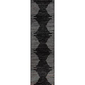 Bohemian Stripe 2'x7' Black Runner Rug