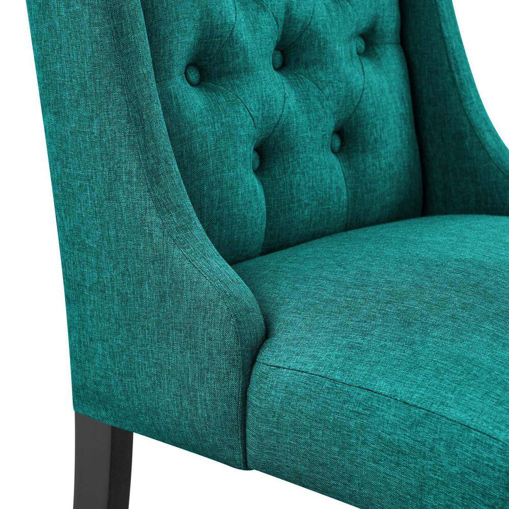 Luxe Teal Button Tufted High Parsons Side Chair with Sleek Wood Frame