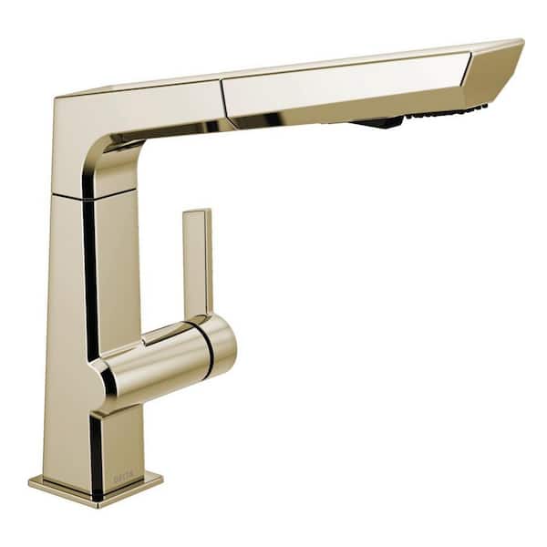 Delta Pivotal Single-Handle Pull-Out Sprayer Kitchen Faucet in Polished Nickel