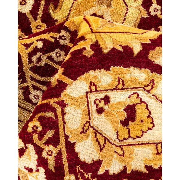 Eclectic  5 ft. x 8 ft. Red Oriental Wool Indoor Area Rug