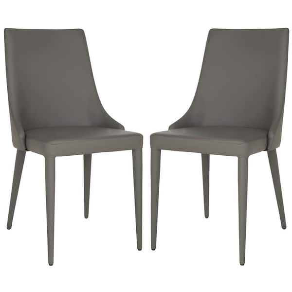 SAFAVIEH Summerset Gray 19 in. H Leather Side Chair (Set of 2)