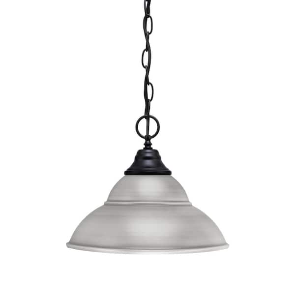 Kingston 100-Watt 1 Light Black Finish Shaded Pendant Light with