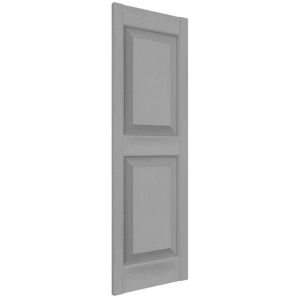 12"W x 57"H Gray Vinyl Raised Panel Shutters, Paintable