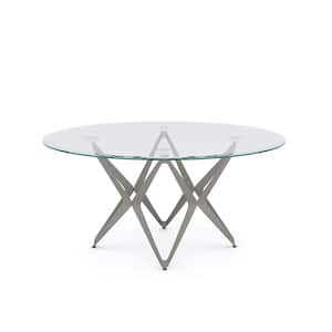 Cettina 38 in. Clear/Champagne Medium Round Glass Coffee Table