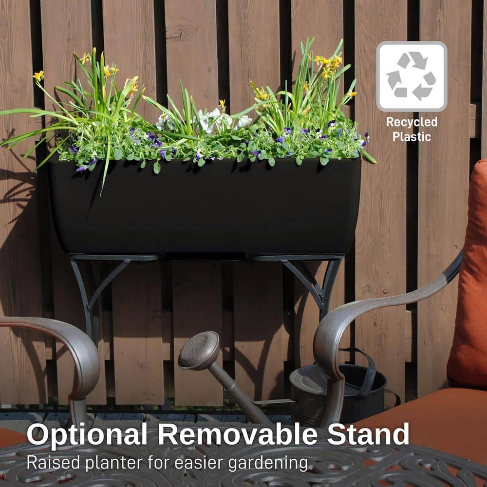 Black Rectangular Polyethylene Indoor/Outdoor Planter