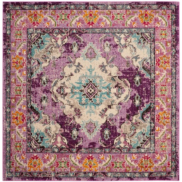 SAFAVIEH Monaco 9 ft. x 9 ft. Violet/Light Blue Square Border Area Rug  MNC243L-9SQ - The Home Depot