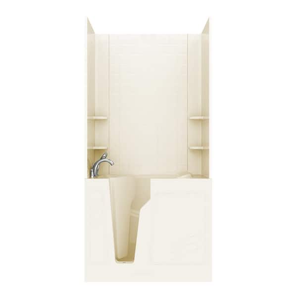 Unbranded NOVA Heated Rampart 3.9 ft. Walk-in Non-Whirlpool Bathtub with 4 in. Tile Easy Up Adhesive Wall Surround in Biscuit