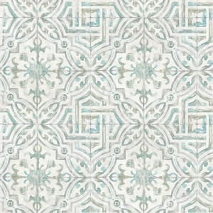 Teal and Grey Landondale Peel and Stick Vinyl Wallpaper Roll