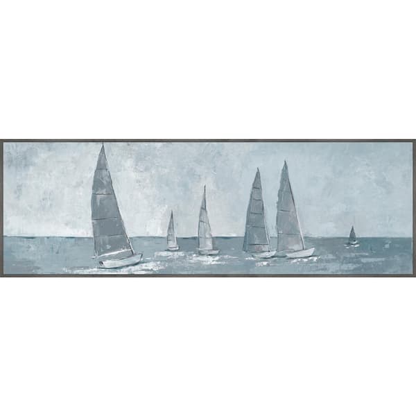 Unbranded "Racing Sails" by Marmont Hill Floater Framed Canvas Nature Art Print 20 in. x 60 in.