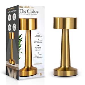 The Chelsea 8.4 in. Gold Modern Cordless Rechargeable Integrated LED Table Lamp