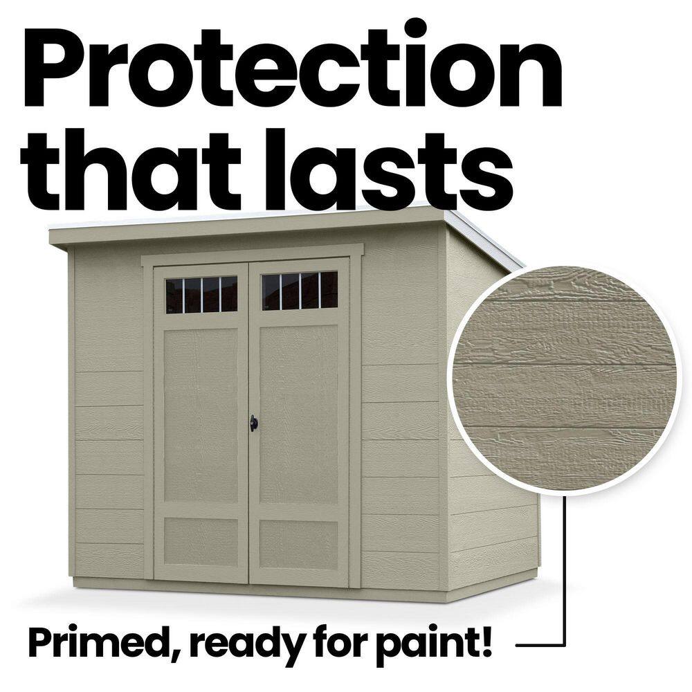 Highland 6' x 8' Beige Wooden Storage Shed with Windows