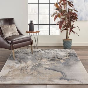 Maxell Grey 4 ft. x 6 ft. Abstract Modern Area Rug