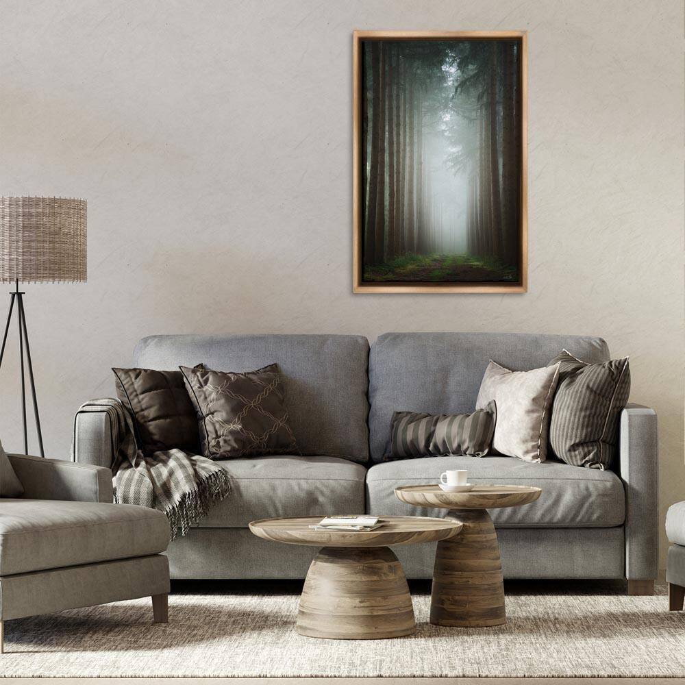 Moonlight Through Dark Forest by Martin Podt Brown Floater Frame Nature Graphic Art Print 31 in. x 21 in. price history on PriceWatchPro