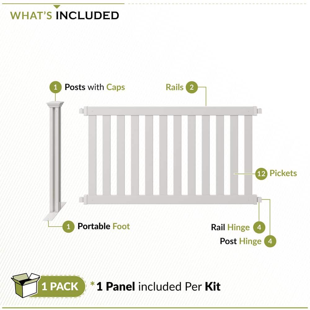Davidson White Vinyl 5.5-ft Wide Portable Event Fence Kit