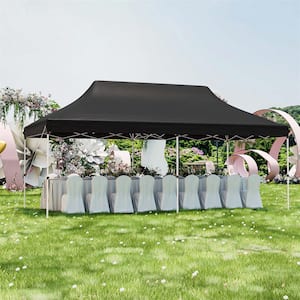 10 ft. x 20 ft. Black Pop-up Canopy Sun Protection Tent with Carrying Bag