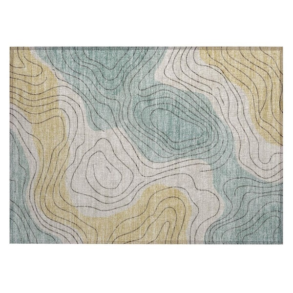 Chantille Machine Washable Indoor/Outdoor Abstract ACN3016 Seafoam 2 ft. x 3 ft. Accent Rug