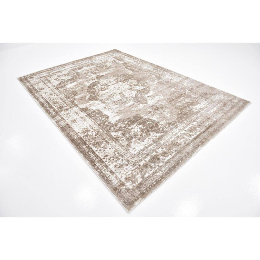 Reversible Easy-Care Synthetic Area Rug in Light Brown, 7' x 10'