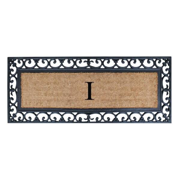 Unbranded A1HC First Impression Myla 17.7 in. x 47.25 in. Monogrammed Rubber and Coir Monogrammed I Door Mat