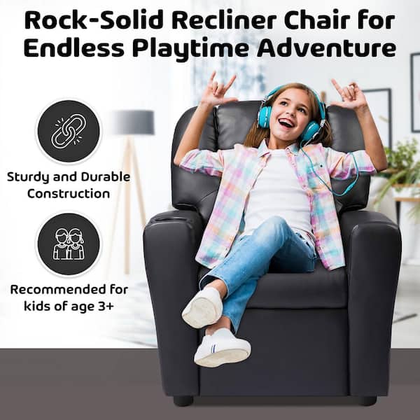 HOMESTOCK Black Recline, Relax, Rule Kids' Comfort Champions, Push