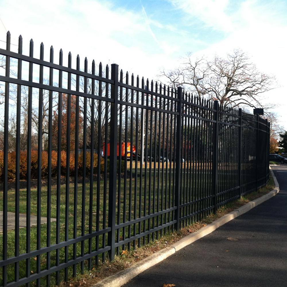 ALEKO 64-Foot Black Steel 8-Panel Straight Top Fence Kit