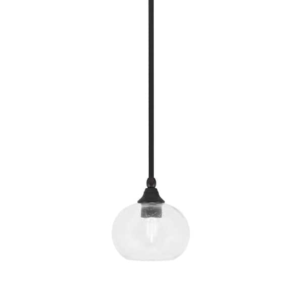 Unbranded Sparta 100-Watt 1-Light Espresso Shaded Pendant Light Mini Pendant with Clear Bubble Glass, No Bulb Included