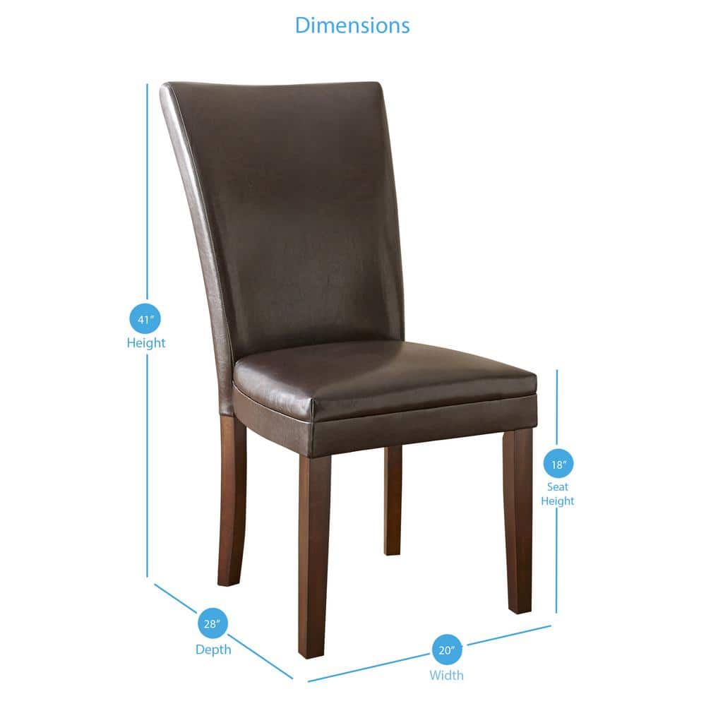 Transitional Brown Leather Parsons Side Chair with Memory Foam