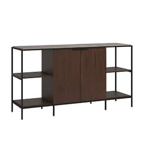 International Lux 60.394 in. Umber Wood Entertainment Credenza Fits TV's up to 65 in. with Metal Frame