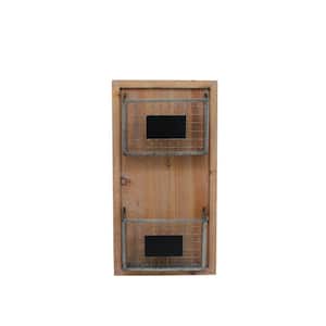 25 in. H x 13 in. W x 3 in. D Wood Wall Organizer with 2 Metal Wire Baskets