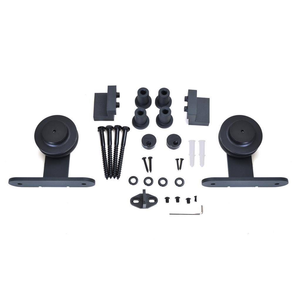 Beige Solid Core MDF Barn Door Kit with Matte Black Hardware