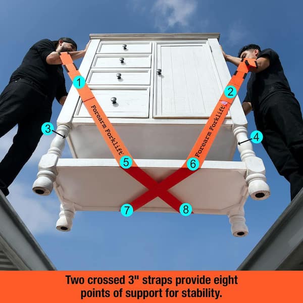 Forearm Forklift - Forearm Forklift 9.4ft. x 3 in. Adjustable Heavy-Duty Moving Straps for Furniture and Appliances, Supports Up to 800 lbs