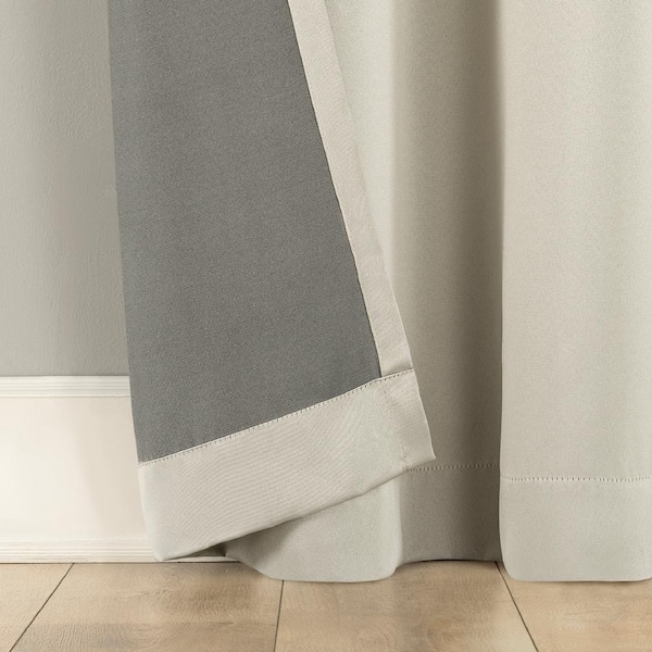 No. 918 Brandon Magnetic Closure Gray Polyester 54 in. W x 84 in. L Grommet Room Darkening Curtain (Double Panel)