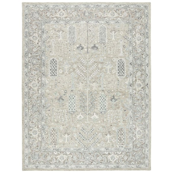 Faded Aztec Rug SAFAVIEH Metro 8 ft. x 10 ft. Gray/Ivory Faded Aztec Ornate Area Rug ...