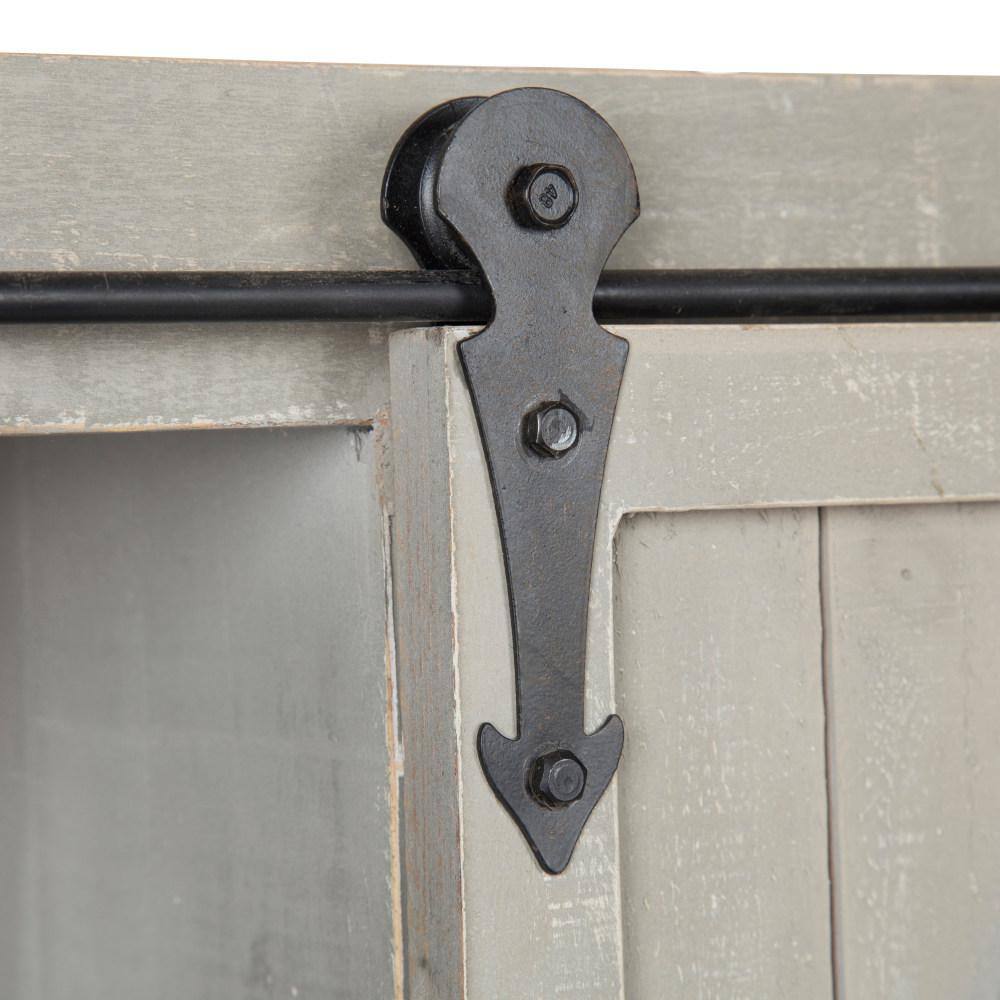 Rustic Gray Wood Wall Storage Cabinet with Sliding Barn Doors