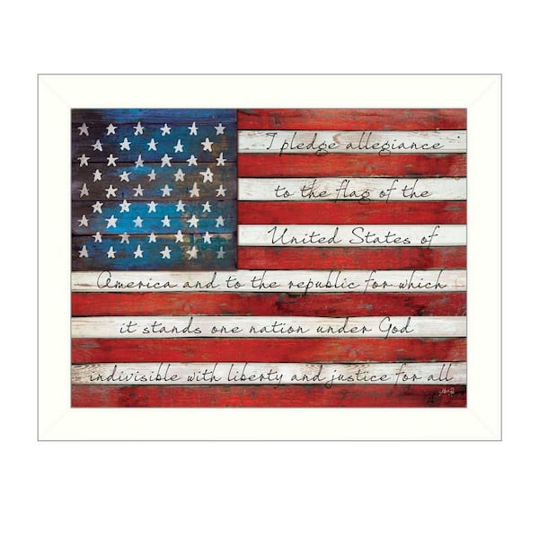 Pledge of Allegiance By Marla Rae, Printed Wall Art, Ready To Hang Framed Poster, White Frame 20 in. x 26 in.
