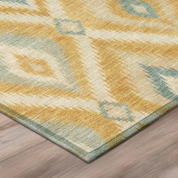 Chantille Machine Washable Indoor/Outdoor Abstract ACN3072 Gold 5 ft. x 7 ft. 6 in. Area Rug